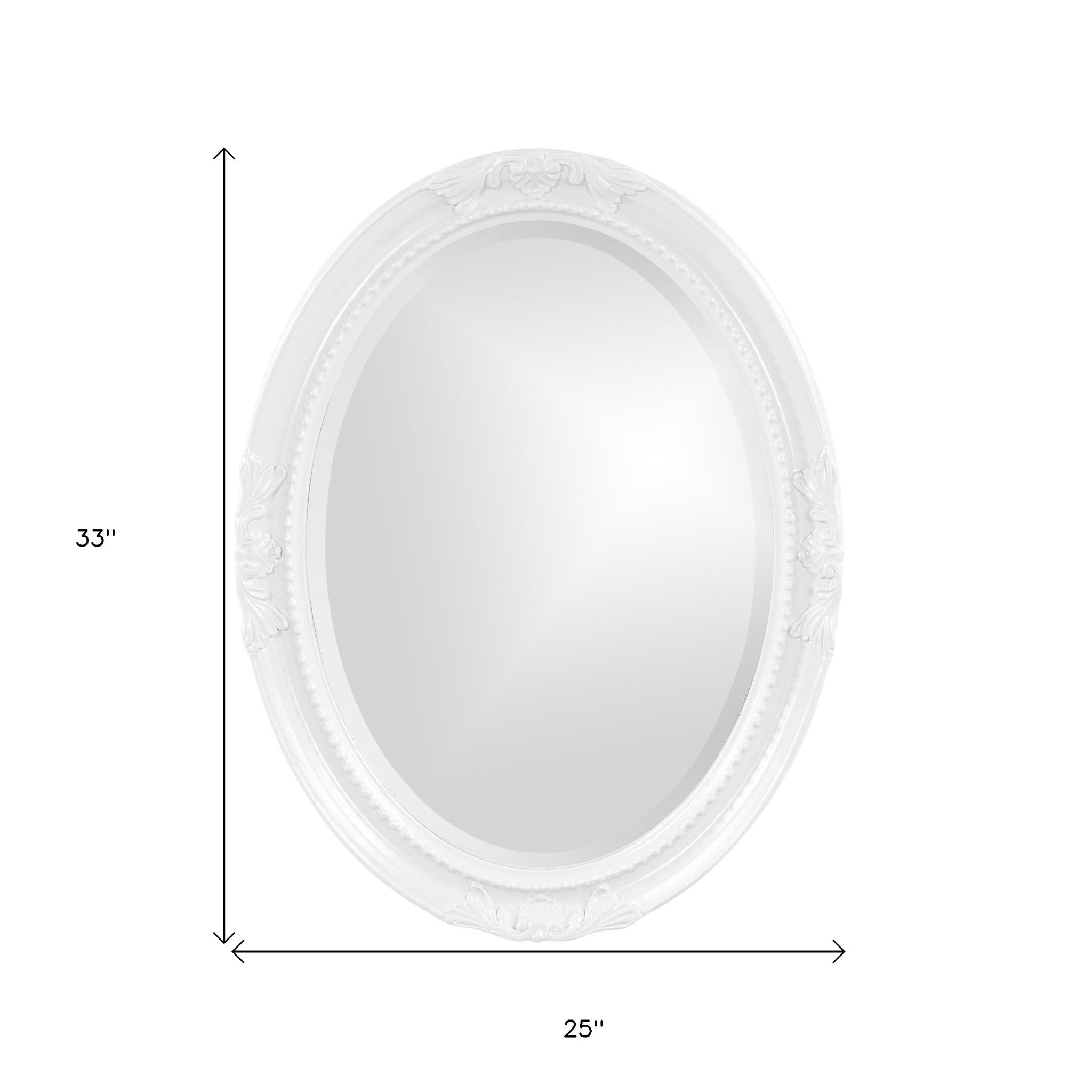 Oval Mirror In A Glossy White Wood Frame - Homeroots