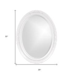 Oval Mirror In A Glossy White Wood Frame - Homeroots