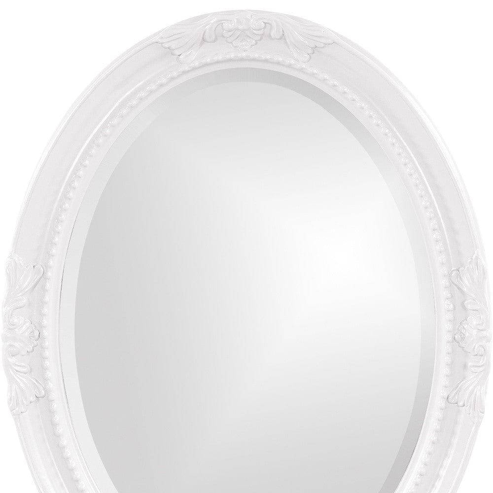 Oval Mirror In A Glossy White Wood Frame - Homeroots