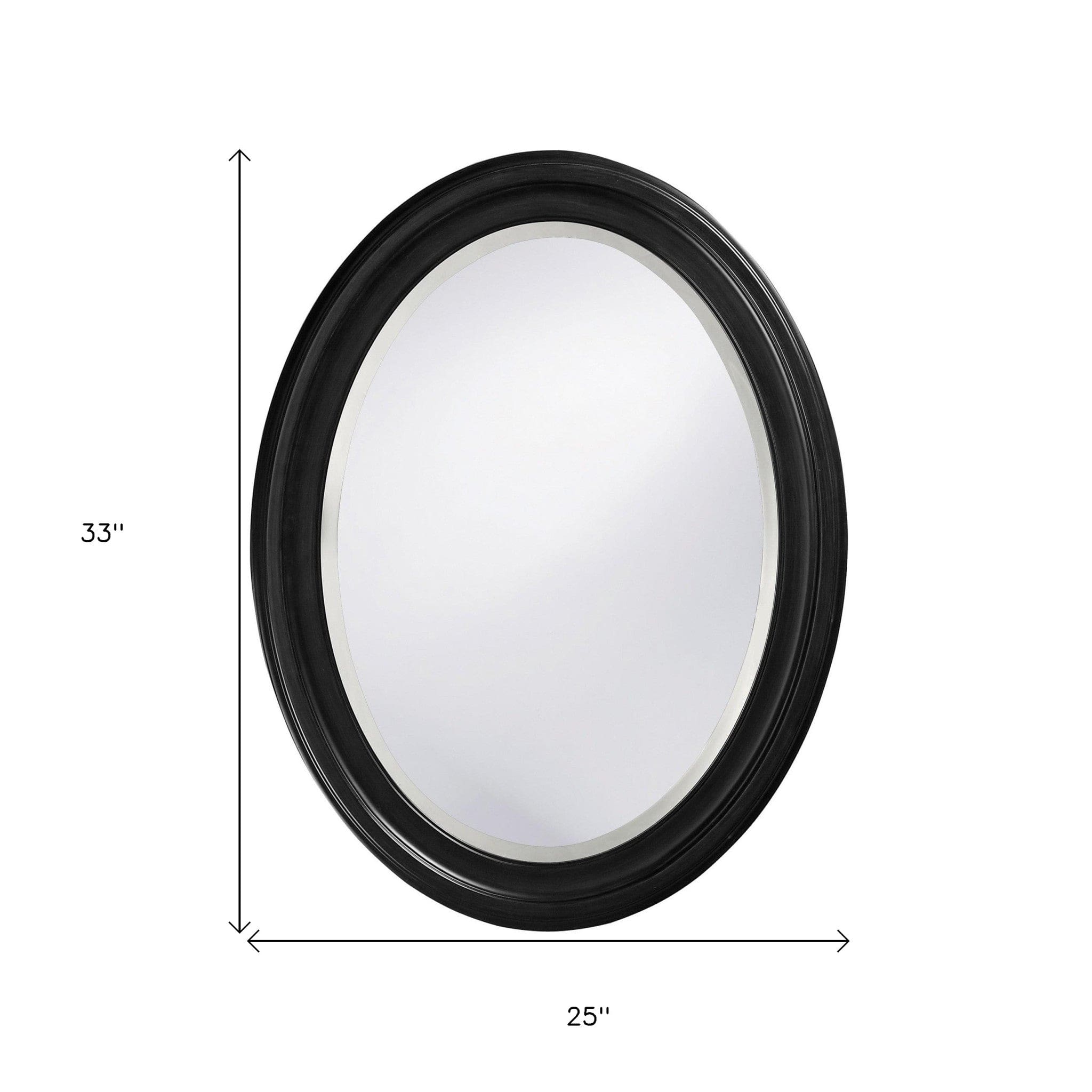 Oval Shaped Black Wood Frame Mirror - Homeroots