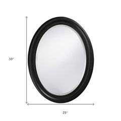 Oval Shaped Black Wood Frame Mirror - Homeroots