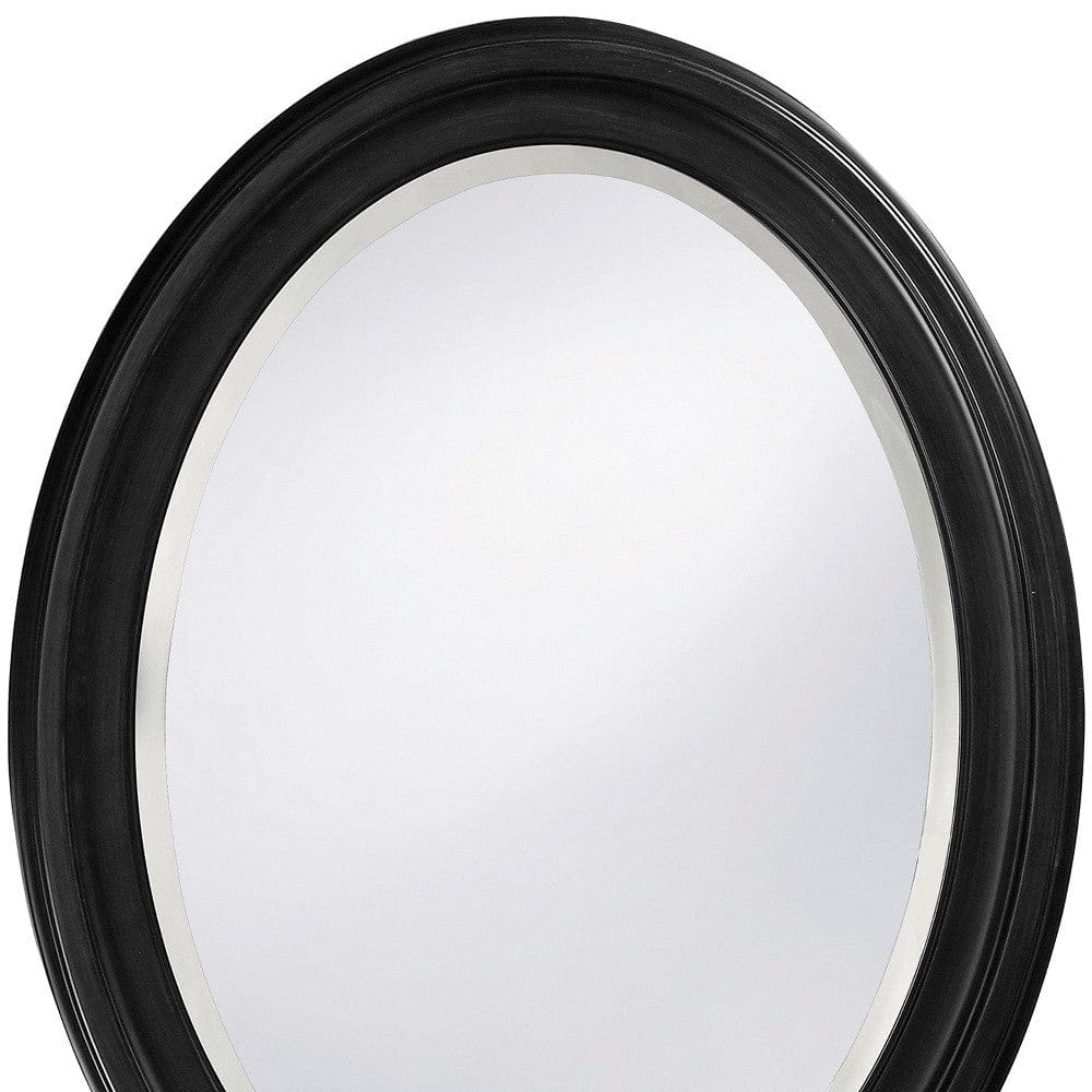 Oval Shaped Black Wood Frame Mirror - Homeroots