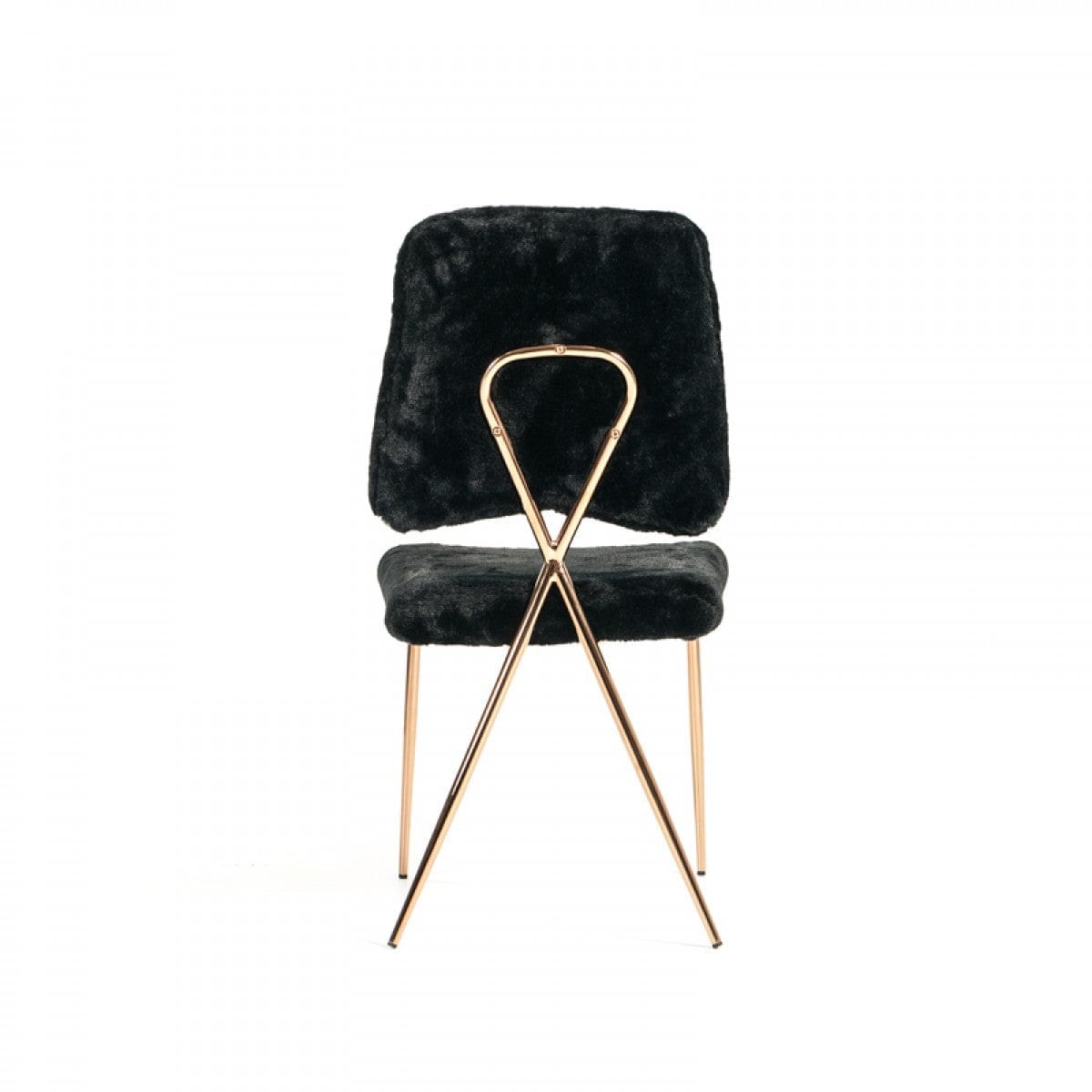 Set Of 2 Gold Black Fabric Solid Back Dining Chairs