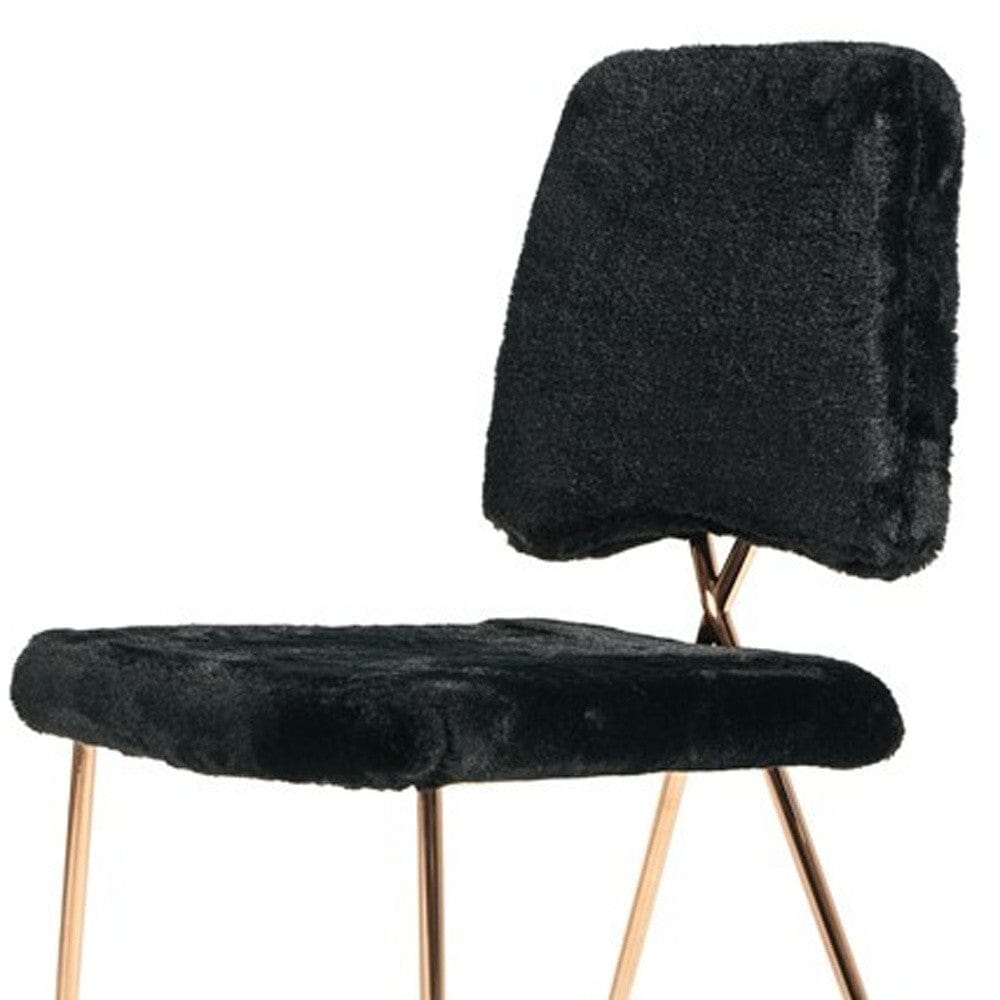 Set Of 2 Gold Black Fabric Solid Back Dining Chairs