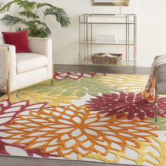 8' X 11' Red Multi Colored Floral Indoor Outdoor Area Rug - Homeroots