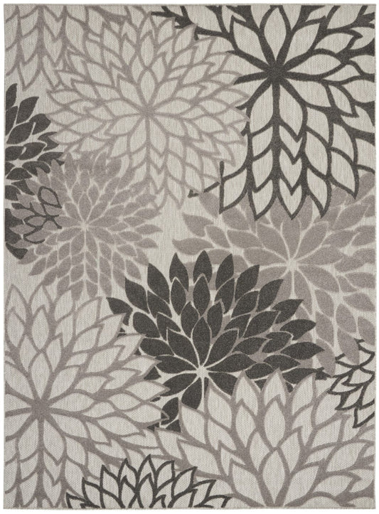 7' X 10' Gray Floral Indoor Outdoor Area Rug - Homeroots