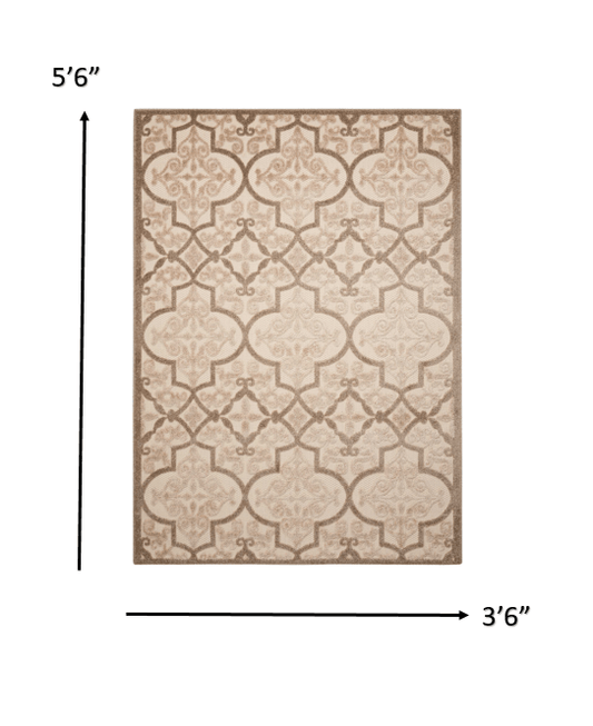 4' X 6' Cream Moroccan Indoor Outdoor Area Rug - Homeroots