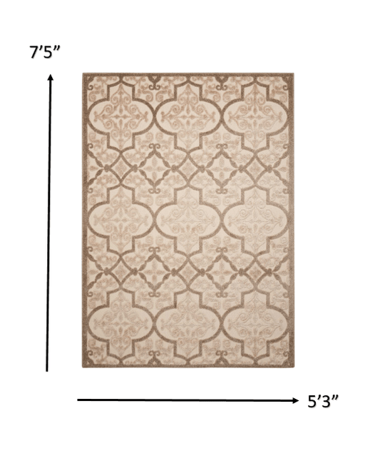 5' X 8' Cream Moroccan Indoor Outdoor Area Rug - Homeroots