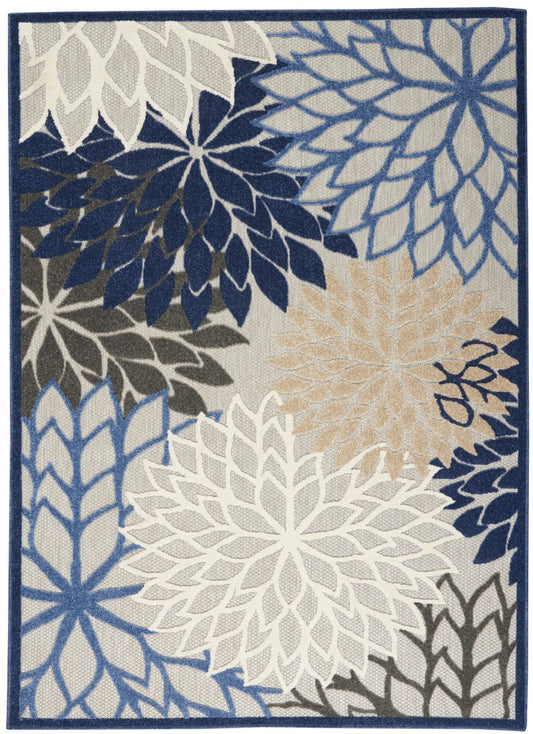 5' X 8' Blue And Gray Indoor Outdoor Area Rug - Homeroots