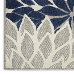 8' X 11' Ivory And Blue Floral Indoor Outdoor Area Rug - Homeroots