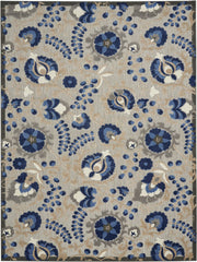 8' X 11' Blue And Gray Floral Indoor Outdoor Area Rug - Homeroots