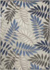 5' X 7' Blue And Gray Floral Stain Resistant Indoor Outdoor Area Rug - Homeroots