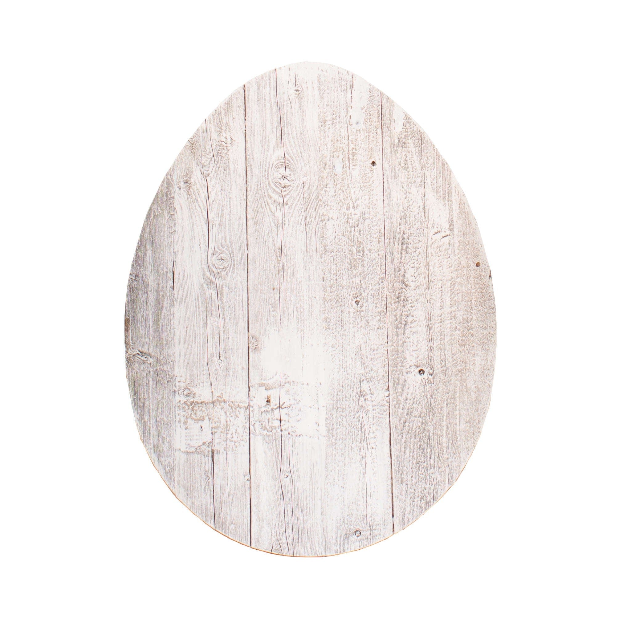 12" Farmhouse White Wwash Wooden Large Egg - Homeroots