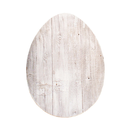 12" Farmhouse White Wwash Wooden Large Egg - Homeroots