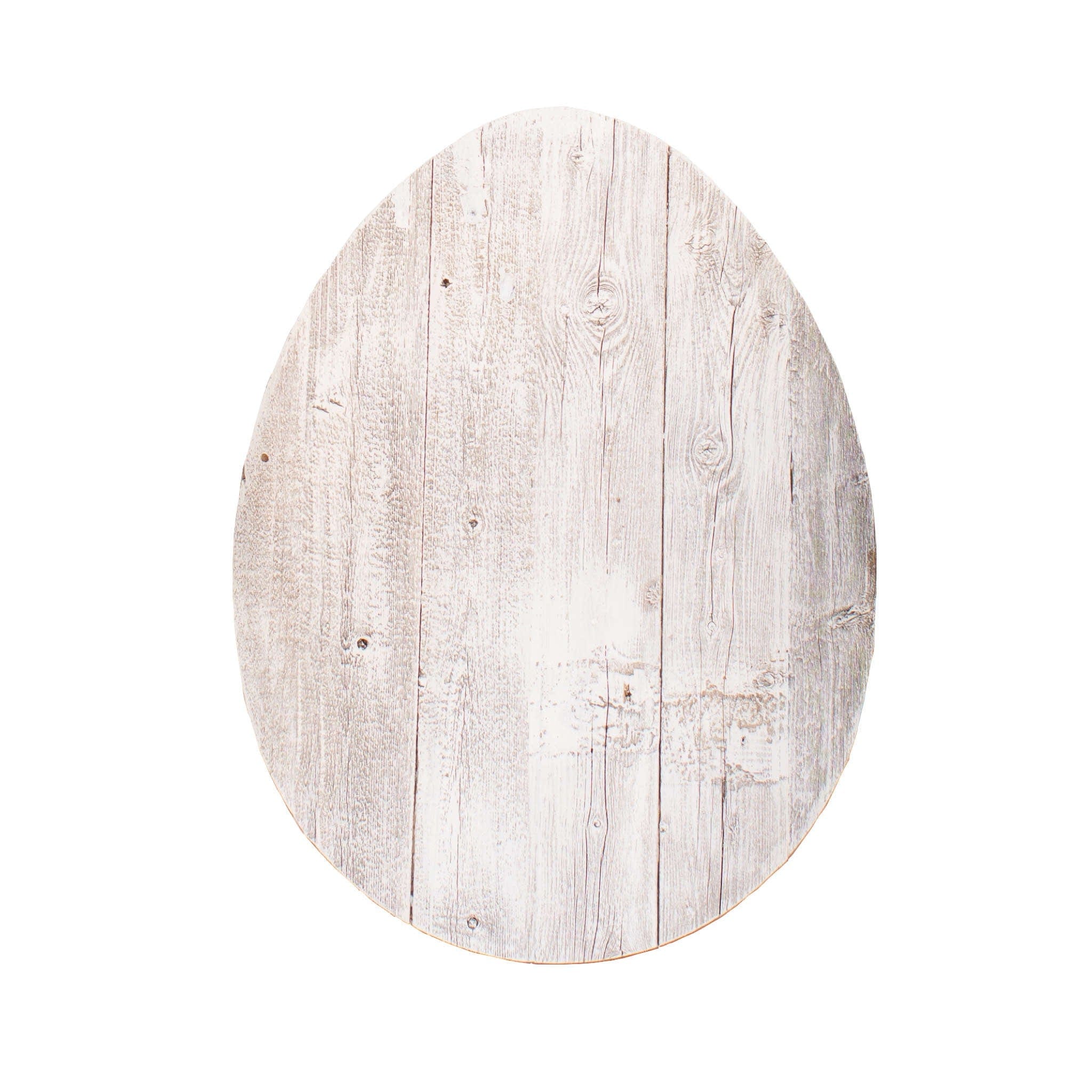 12" Farmhouse White Wwash Wooden Large Egg - Homeroots