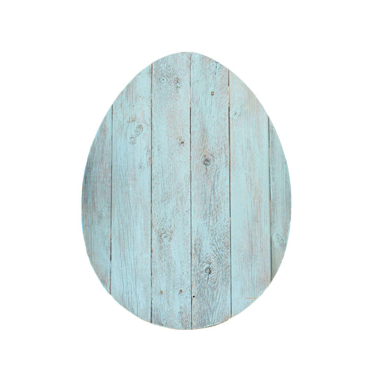 18" Rustic Farmhouse Turquoise Wooden Large Egg - Homeroots