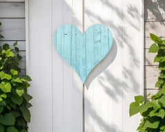 12" Turquoise Reclaimed Wood Heart Wall Decor - Homeroots