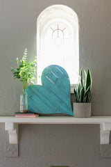 12" Turquoise Reclaimed Wood Heart Wall Decor - Homeroots