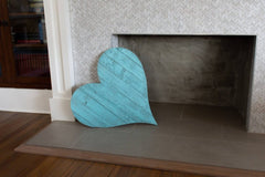 12" Turquoise Reclaimed Wood Heart Wall Decor - Homeroots