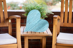 12" Turquoise Reclaimed Wood Heart Wall Decor - Homeroots