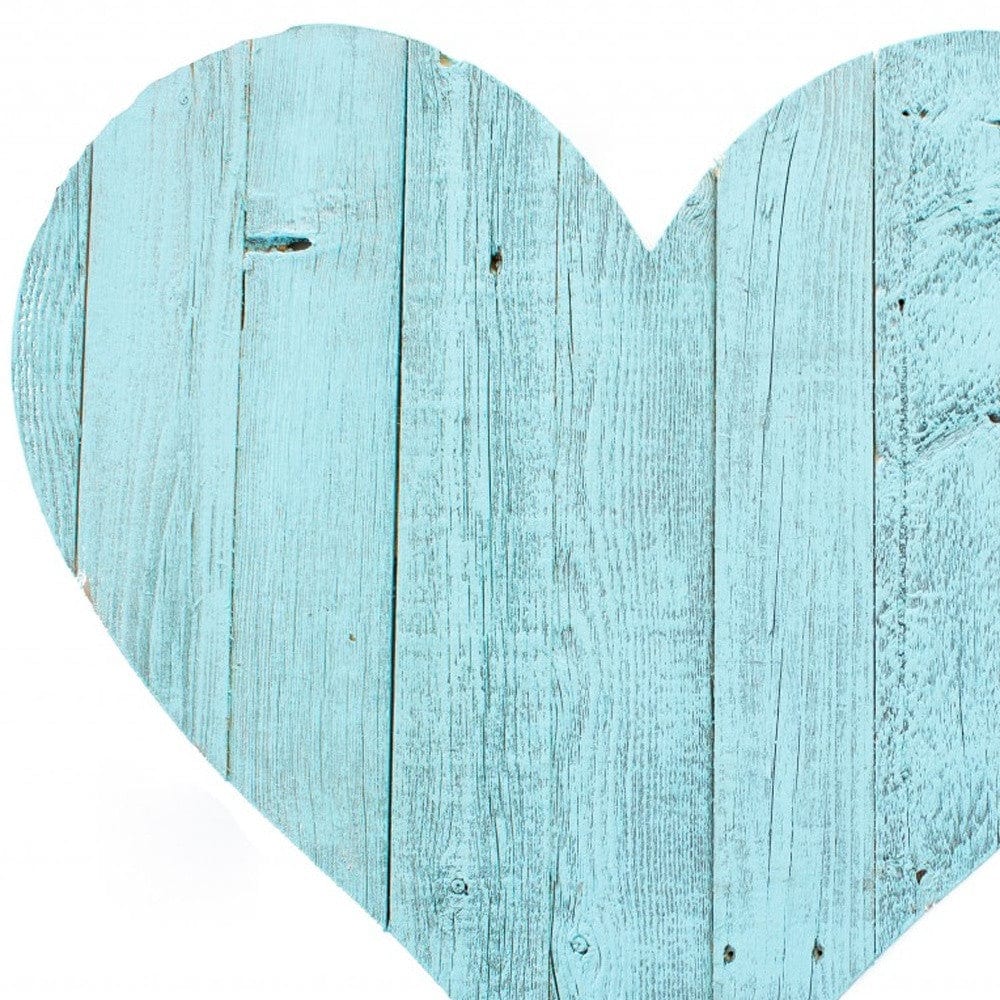 12" Turquoise Reclaimed Wood Heart Wall Decor - Homeroots