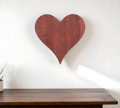 12" Rustic Red Reclaimed Wood Heart Wall Decor - Homeroots