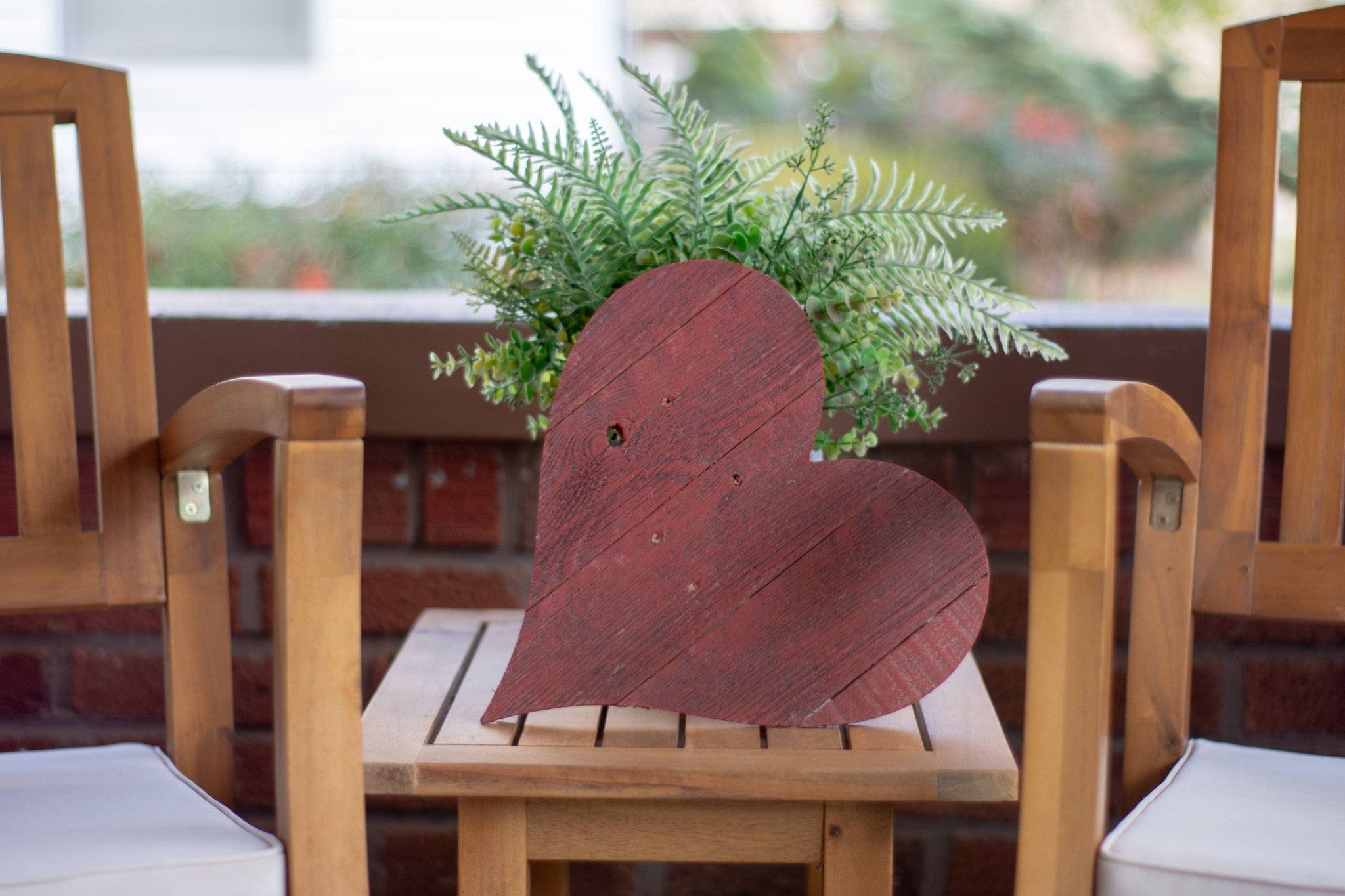 12" Rustic Red Reclaimed Wood Heart Wall Decor - Homeroots