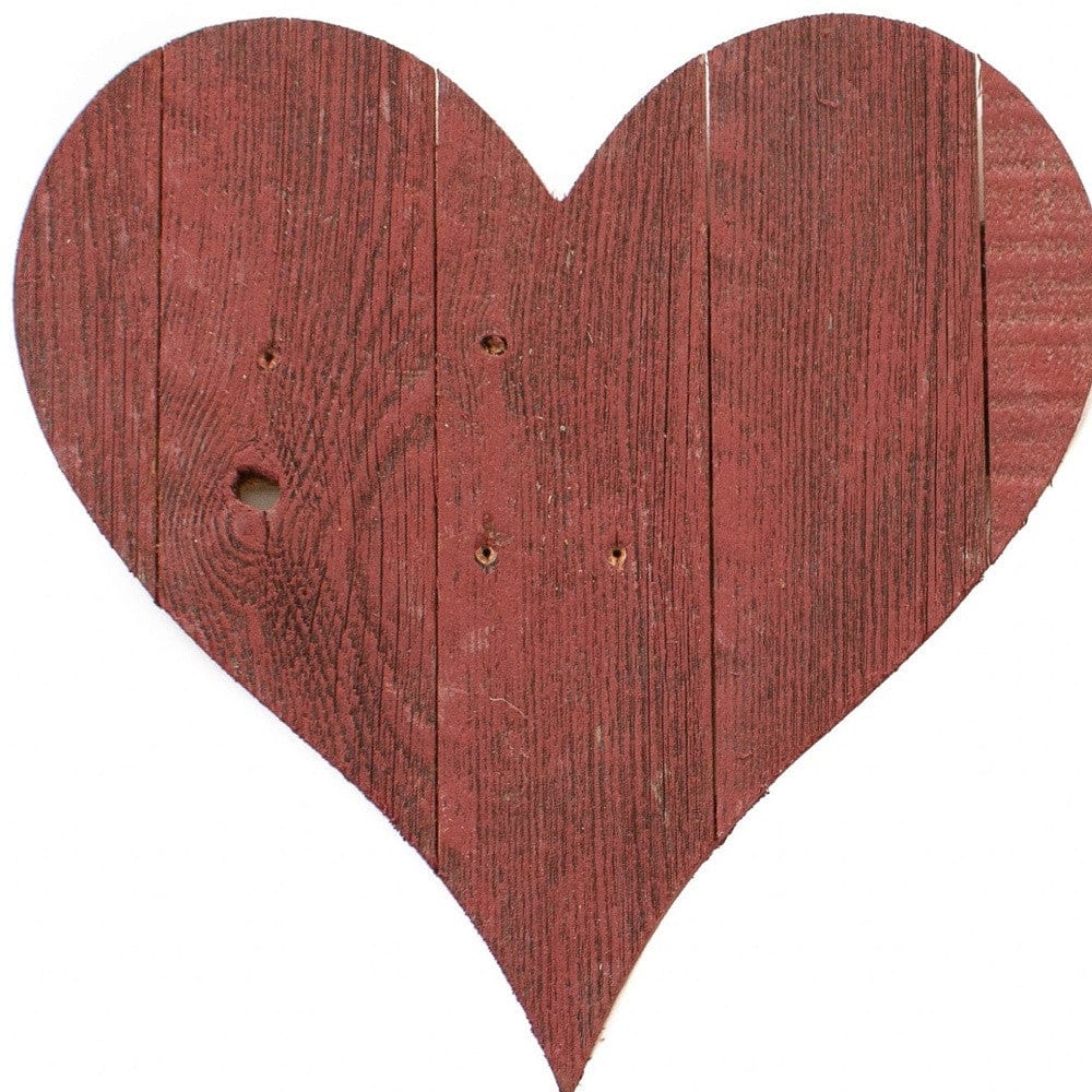 12" Rustic Red Reclaimed Wood Heart Wall Decor - Homeroots