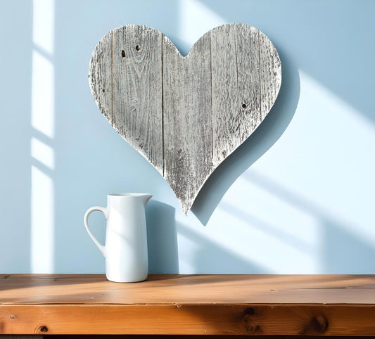 12" Whitewash Reclaimed Wood Heart Wall Decor - Homeroots