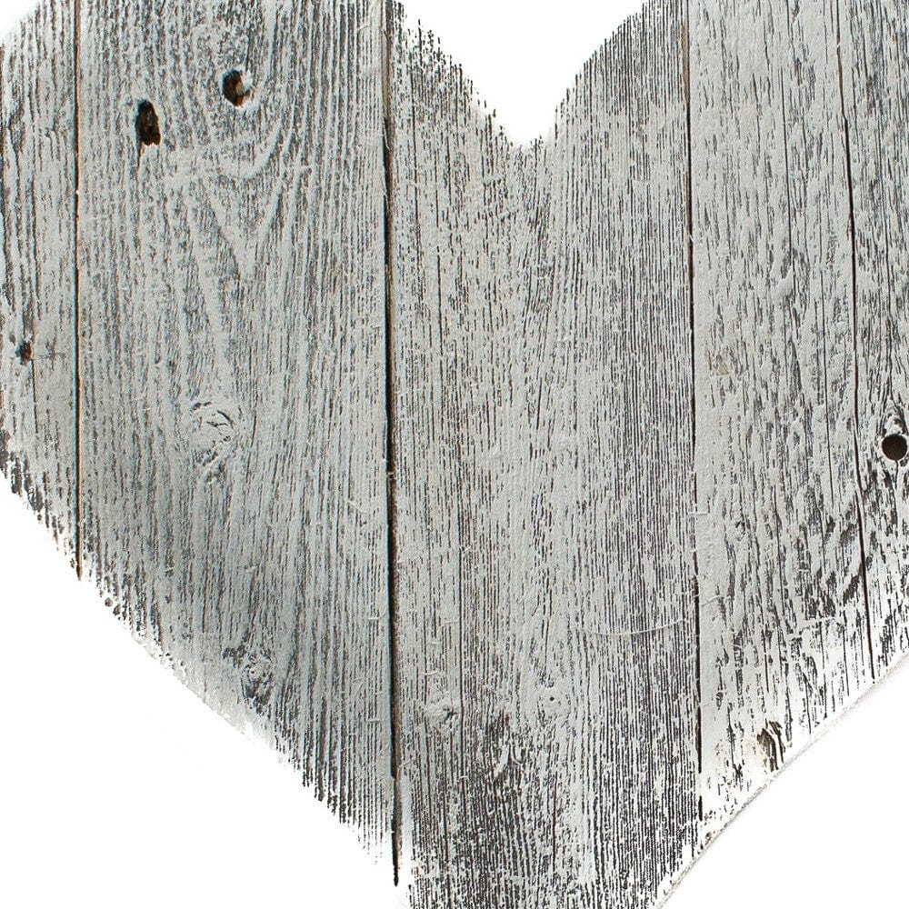 12" Whitewash Reclaimed Wood Heart Wall Decor - Homeroots