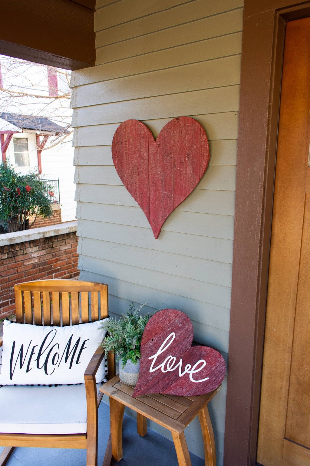 18" Rustic Red Reclaimed Wood Heart Wall Decor - Homeroots