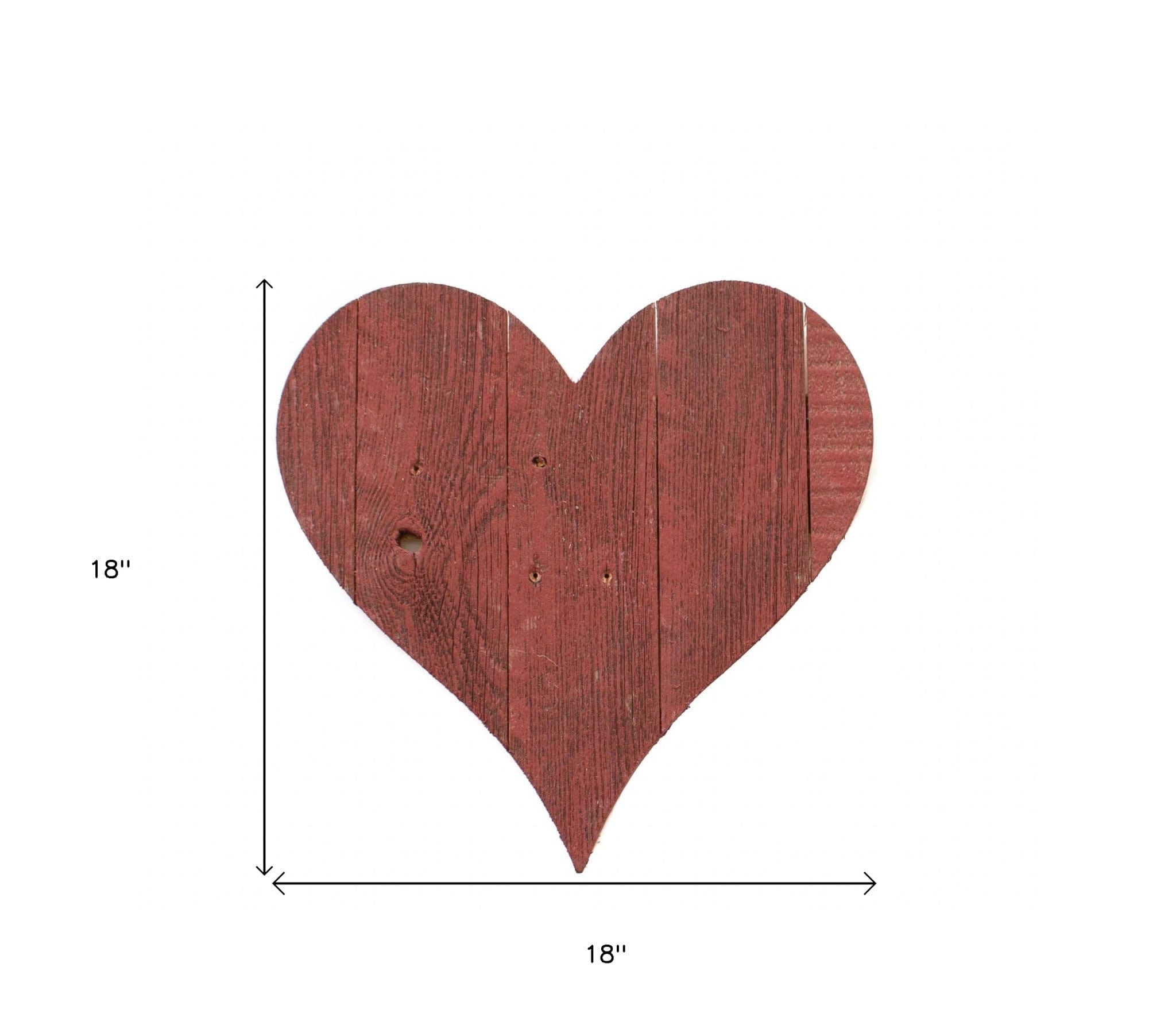 18" Rustic Red Reclaimed Wood Heart Wall Decor - Homeroots