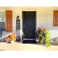 5' Rustic Black And White Front Porch Welcome Sign