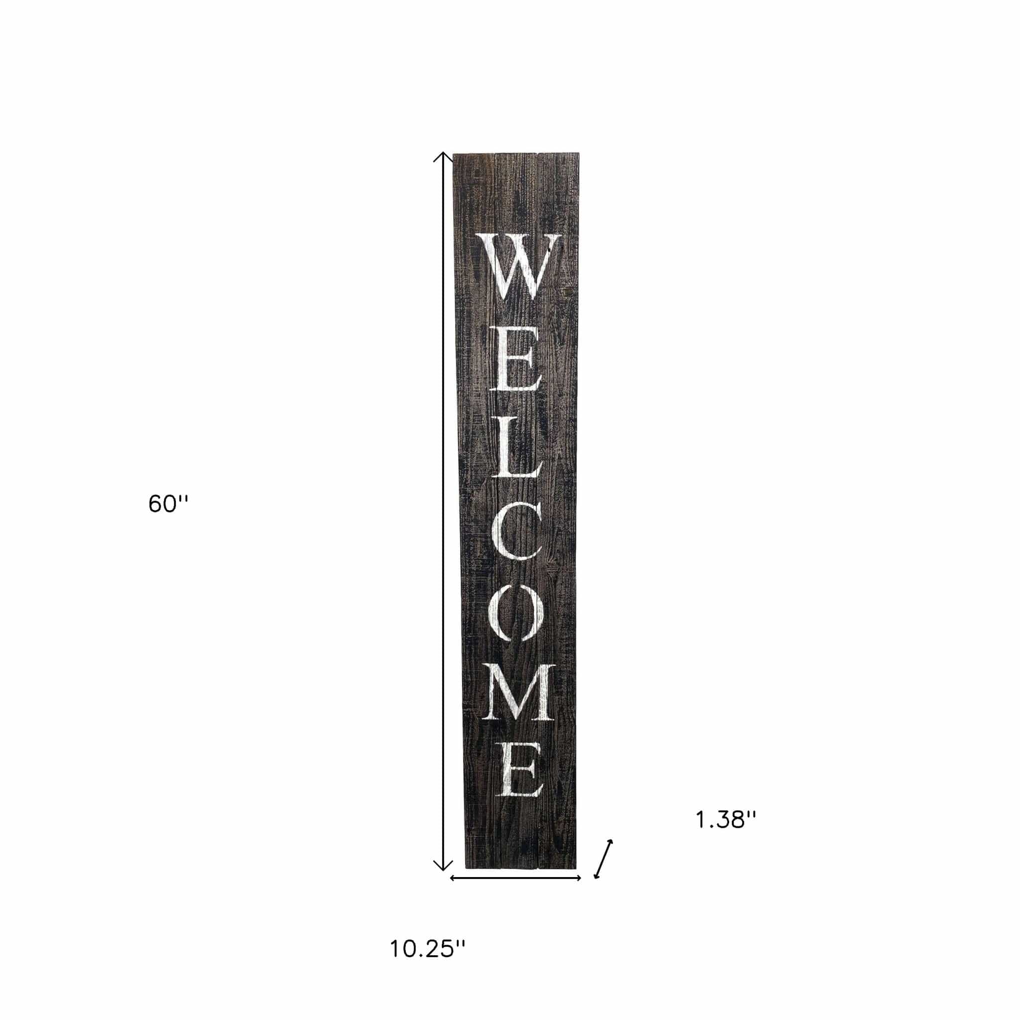 5' Rustic Black And White Front Porch Welcome Sign