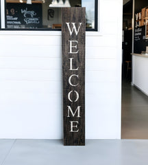 5' Rustic Black And White Front Porch Welcome Sign