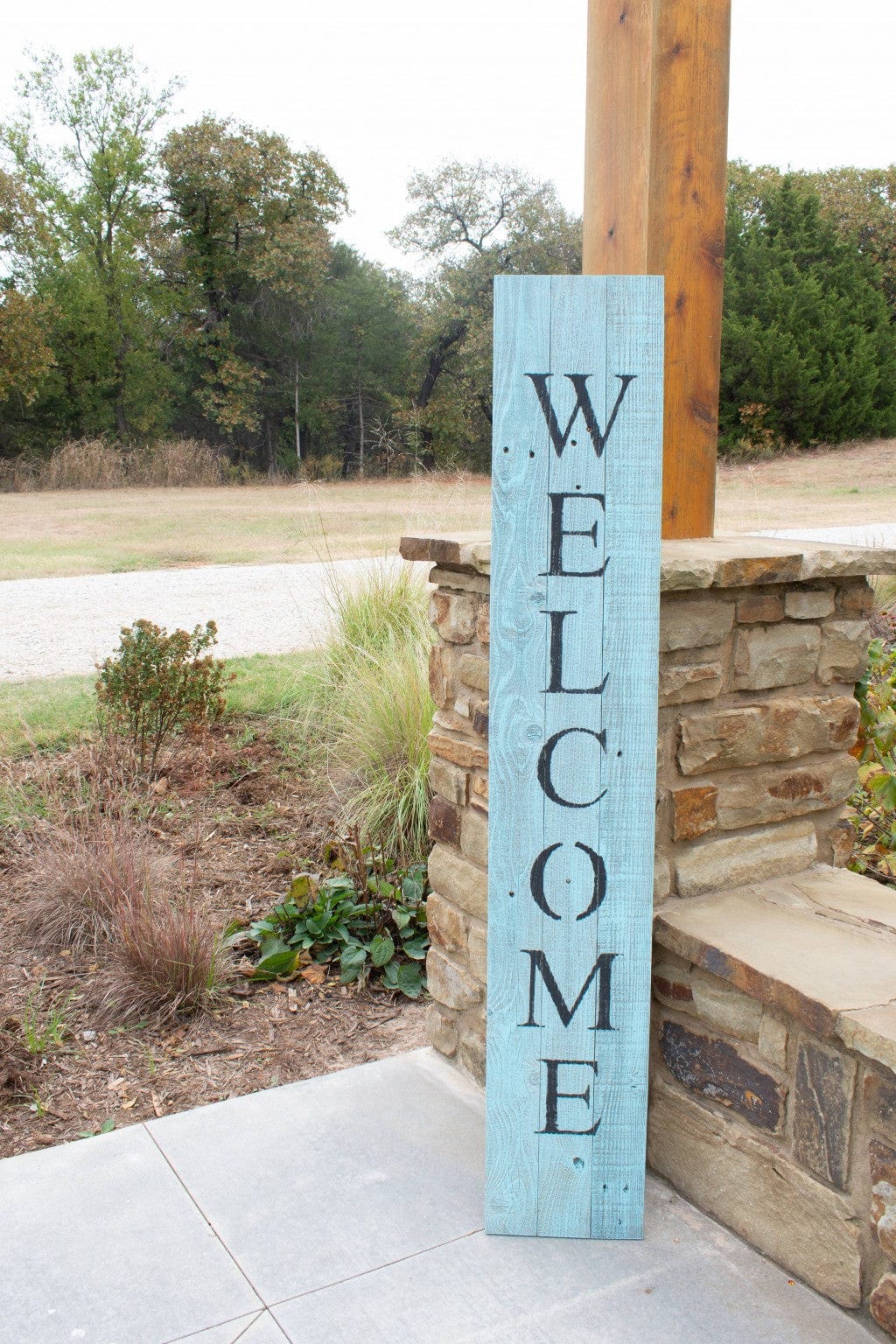 5' Rustic Light Aqua Blue Front Porch Welcome Sign