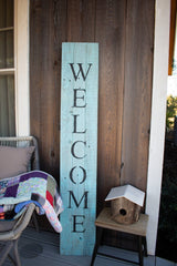 5' Rustic Light Aqua Blue Front Porch Welcome Sign