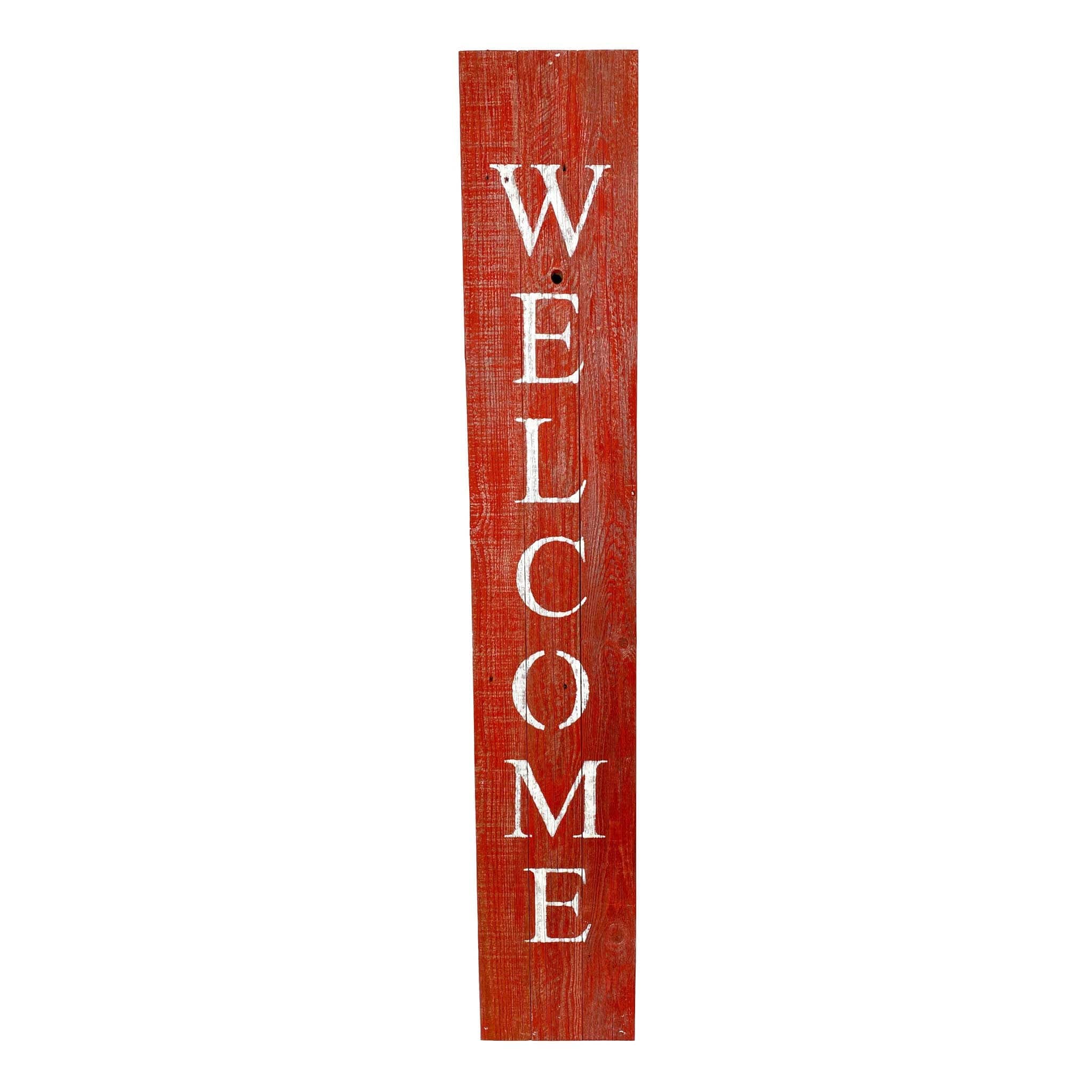 5" Rustic Red And White Front Porch Welcome Sign