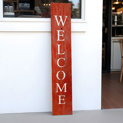 5" Rustic Red And White Front Porch Welcome Sign