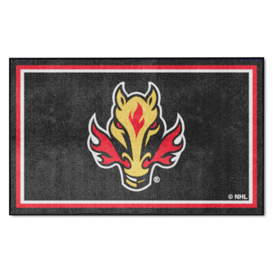 Calgary Flames 4ft. x 6ft. Plush Area Rug - Calgary Flames