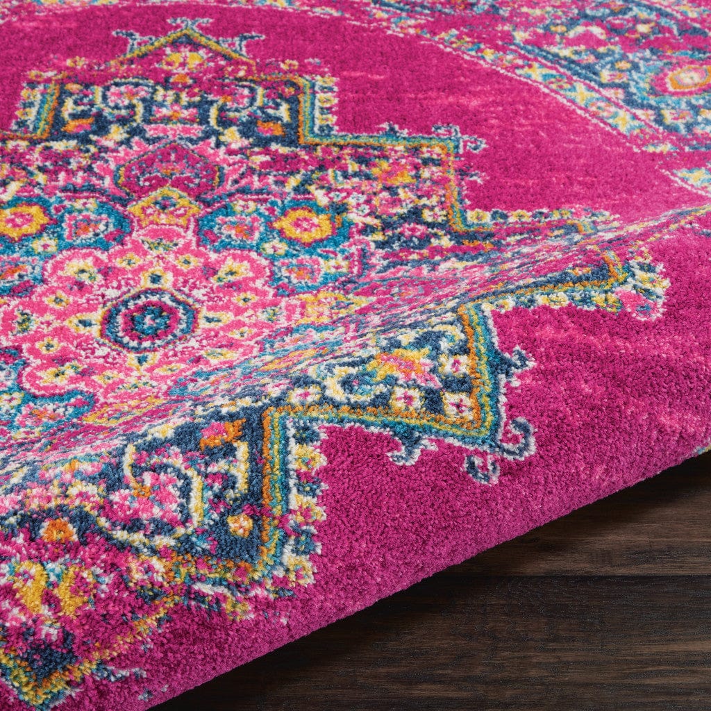 4' Fuchsia Round Power Loom Area Rug