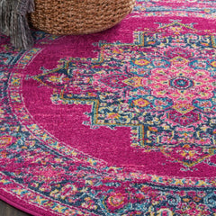 4' Fuchsia Round Power Loom Area Rug