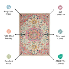 4' Fuchsia Round Power Loom Area Rug