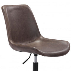 Brown and Black Adjustable Swivel Faux Leather Rolling Office Chair