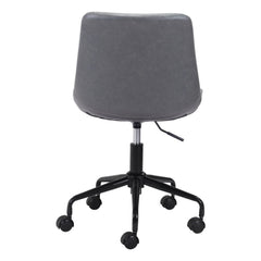 Gray and Black Adjustable Swivel Faux Leather Rolling Office Chair - Homeroots