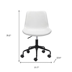 White and Black Adjustable Swivel Faux Leather Rolling Office Chair