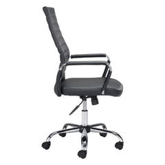 Black and Silver Adjustable Swivel Faux Leather Rolling Conference Office Chair