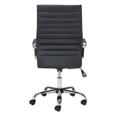 Black and Silver Adjustable Swivel Faux Leather Rolling Conference Office Chair