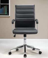 Black and Silver Adjustable Swivel Faux Leather Rolling Conference Office Chair