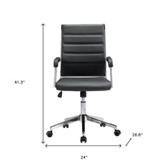 Black and Silver Adjustable Swivel Faux Leather Rolling Conference Office Chair